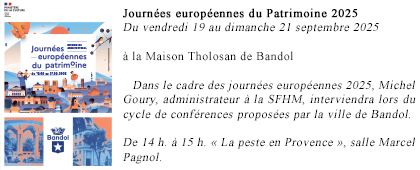 Journées Européennes du Patrimoine 2025 à Bandol. du vendredi 19 au dimanche 20 septembre 2025
