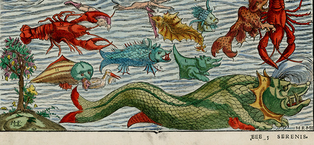 Questes, « Le bathyscaphe d’Alexandre. L’homme et la mer au Moyen-âge », illustration = Sebastian Münster : Monstra marina & terrestria, quae passim in partibus aquilonis inueniuntur Questes, « Le bathyscaphe d’Alexandre. L’homme et la mer au Moyen-âge », illustration = Sebastian Münster : Monstra marina & terrestria, quae passim in partibus aquilonis inueniuntur
