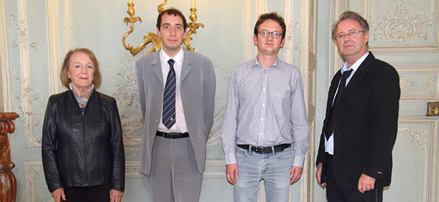Raymonde Litalien (responsable du prix Taillemite), Emmanuel Nantet, Romain Grancher et Michel Aumont (président SFHM)