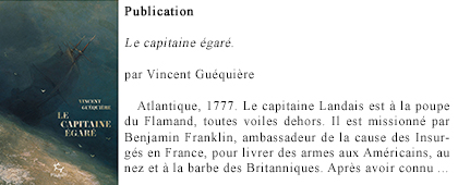 Publication : Le capitaine égaré. Vincent Guéquière. Édition Paulsen, Paris, 2025